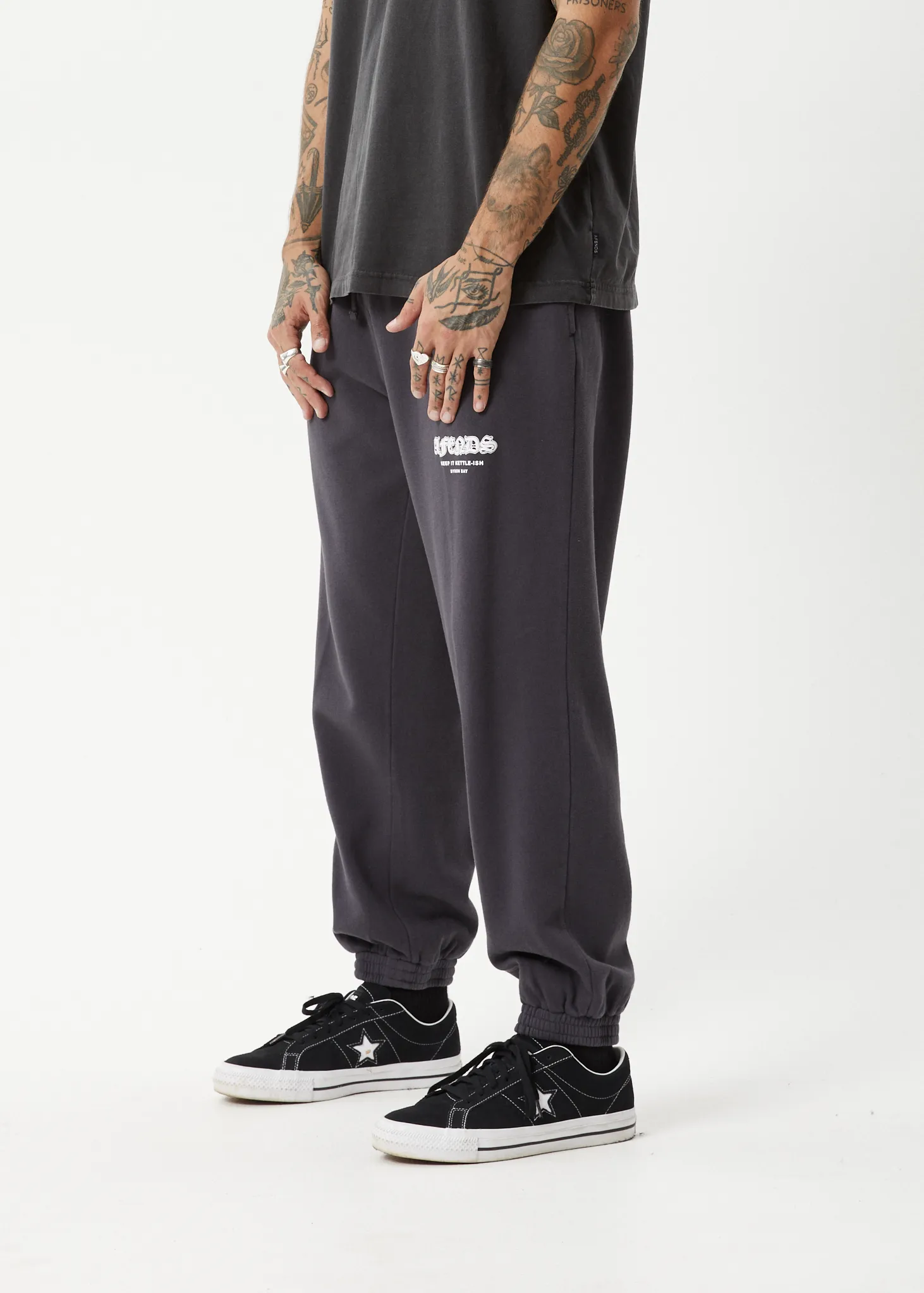 AFENDS Mens Gothic - Track Pants - Charcoal