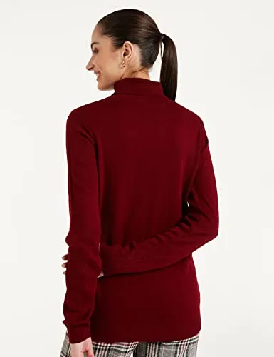 Amazon Brand - Symbol Women's Acrylic High Neck Sweater (SB-AW21SWT-1505_Maron_S_Red, Maroon_S)