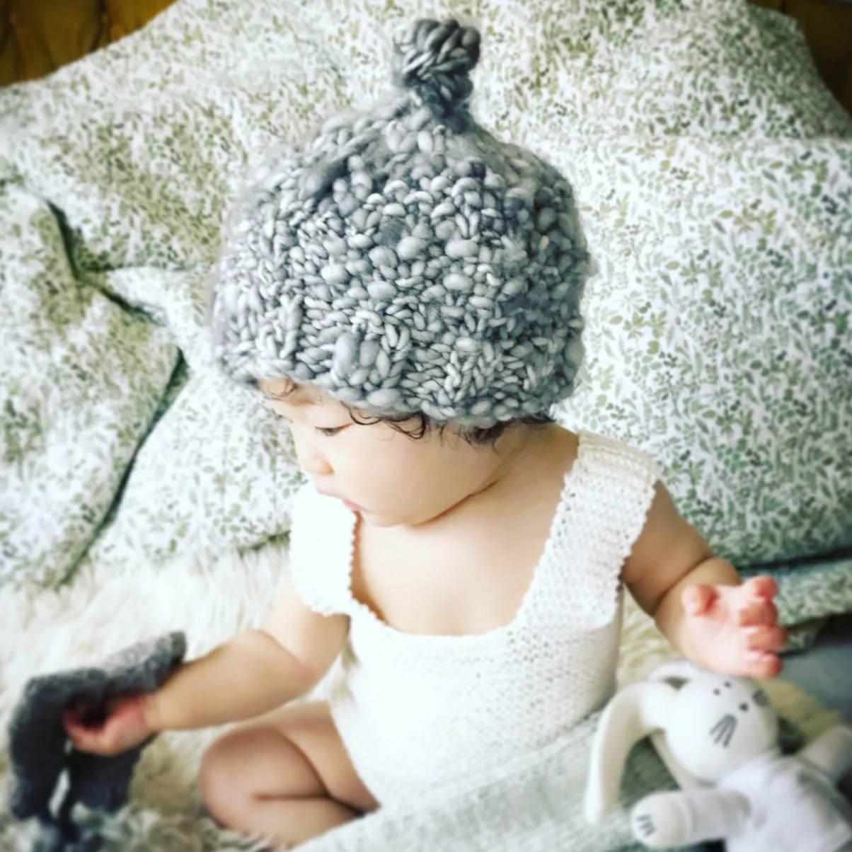 baby acorn beanie