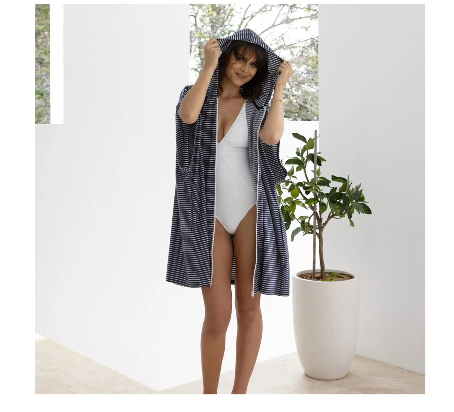 Bambury | Beach Poncho Front Adult Zip - Navy