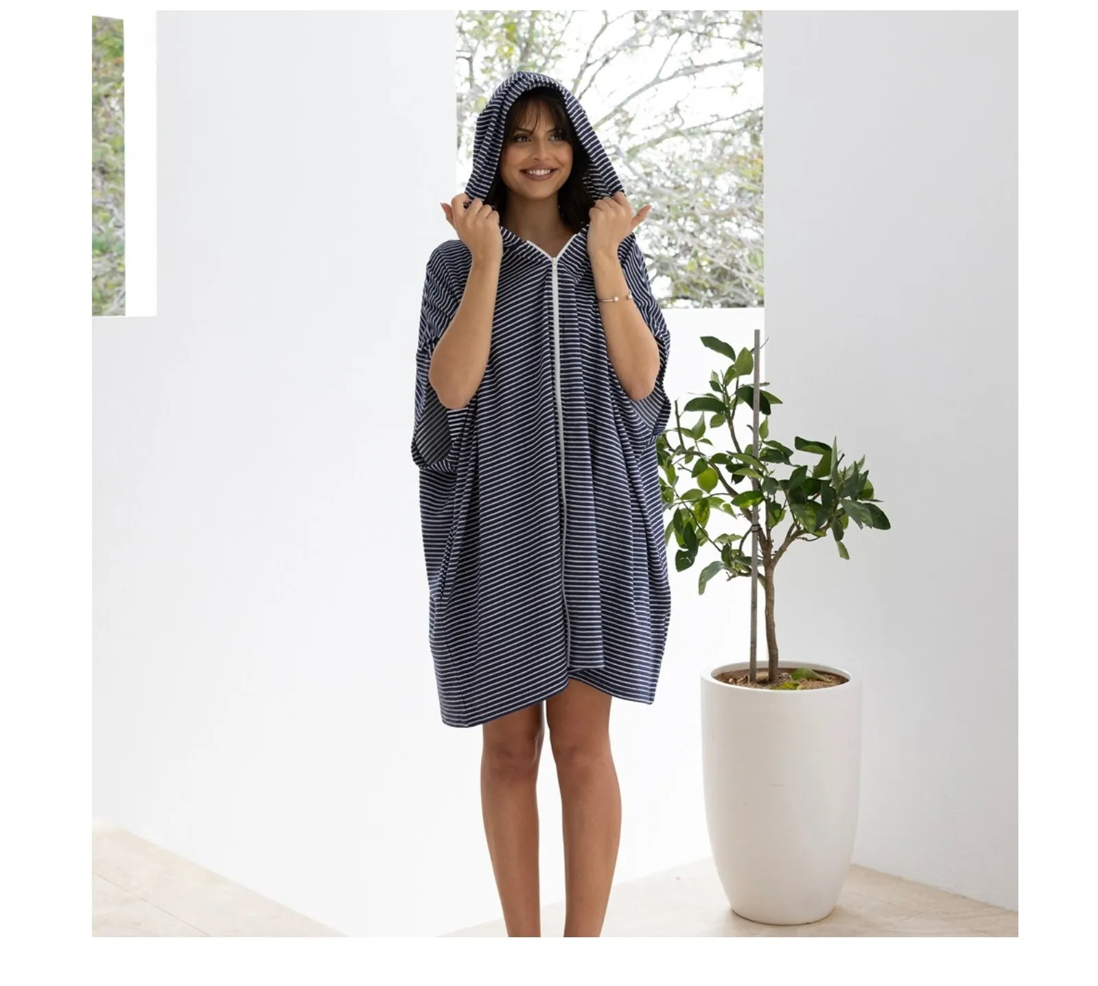 Bambury | Beach Poncho Front Adult Zip - Navy