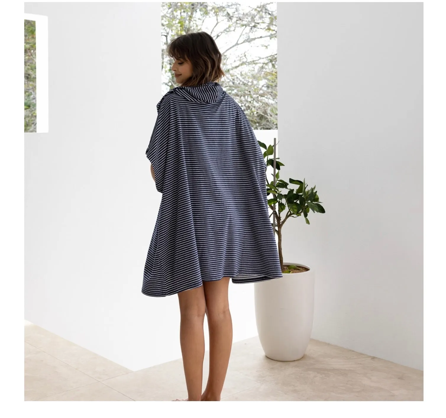 Bambury | Beach Poncho Front Adult Zip - Navy