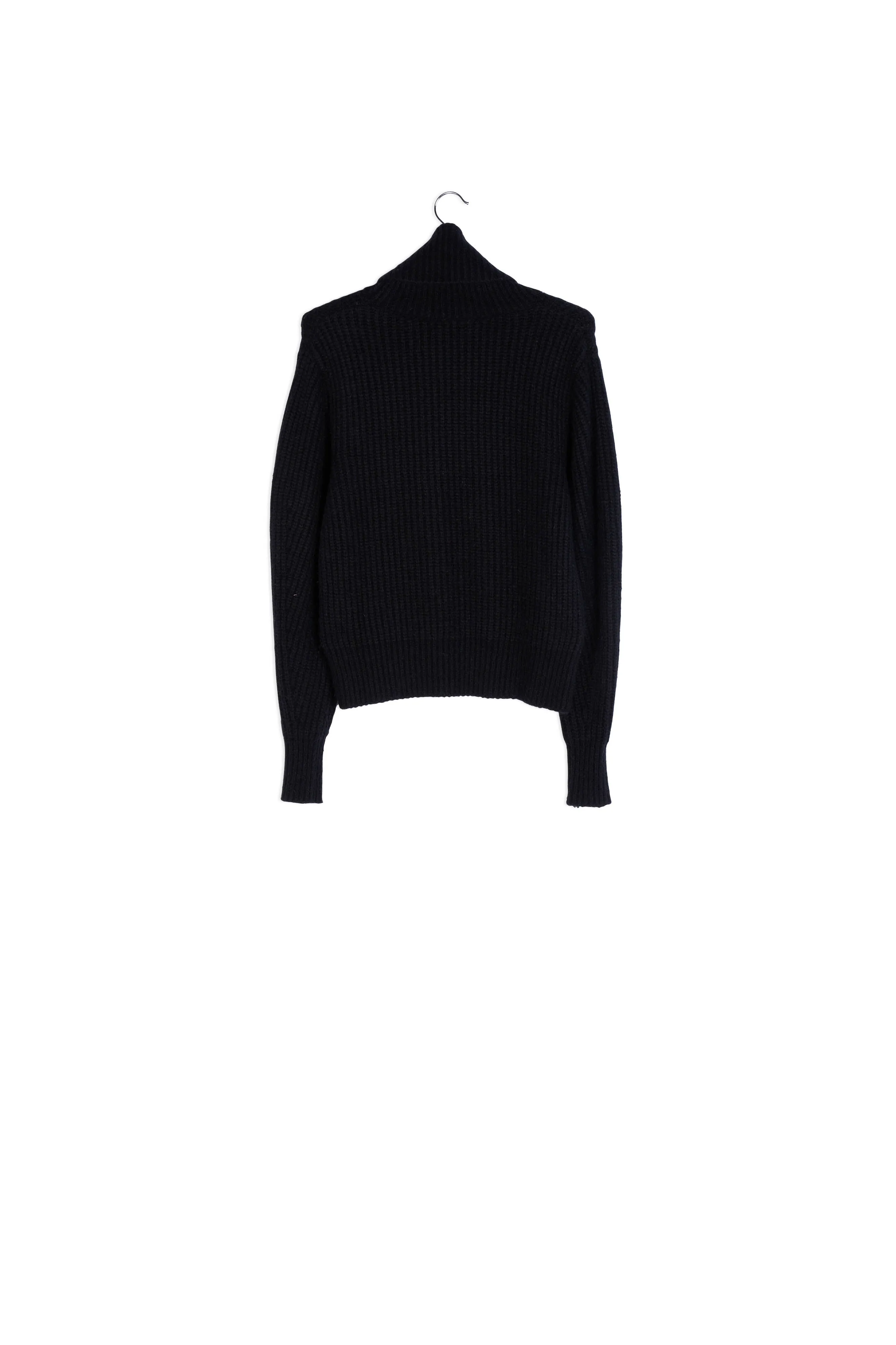 Black ribbed-knit turtleneck sweater