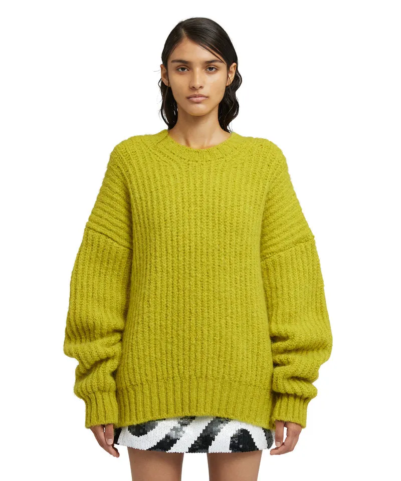 Blended wool crewneck sweater "Warm Winter" Yellow