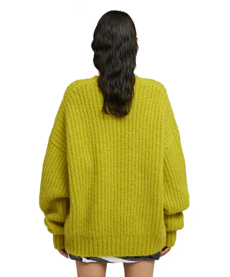 Blended wool crewneck sweater "Warm Winter" Yellow