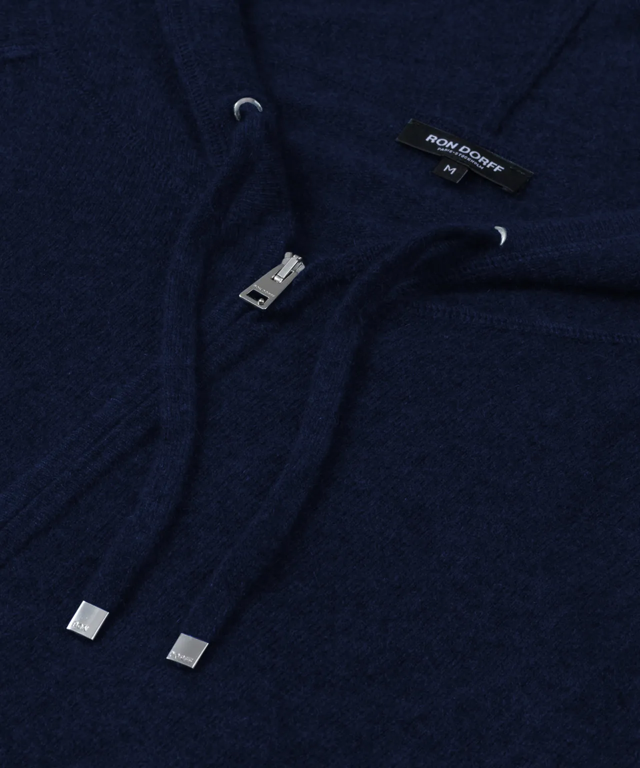 Cashmere Zipped Hoodie: Navy