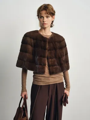 Chicmy-Faux Fur Crop Plaid Cape