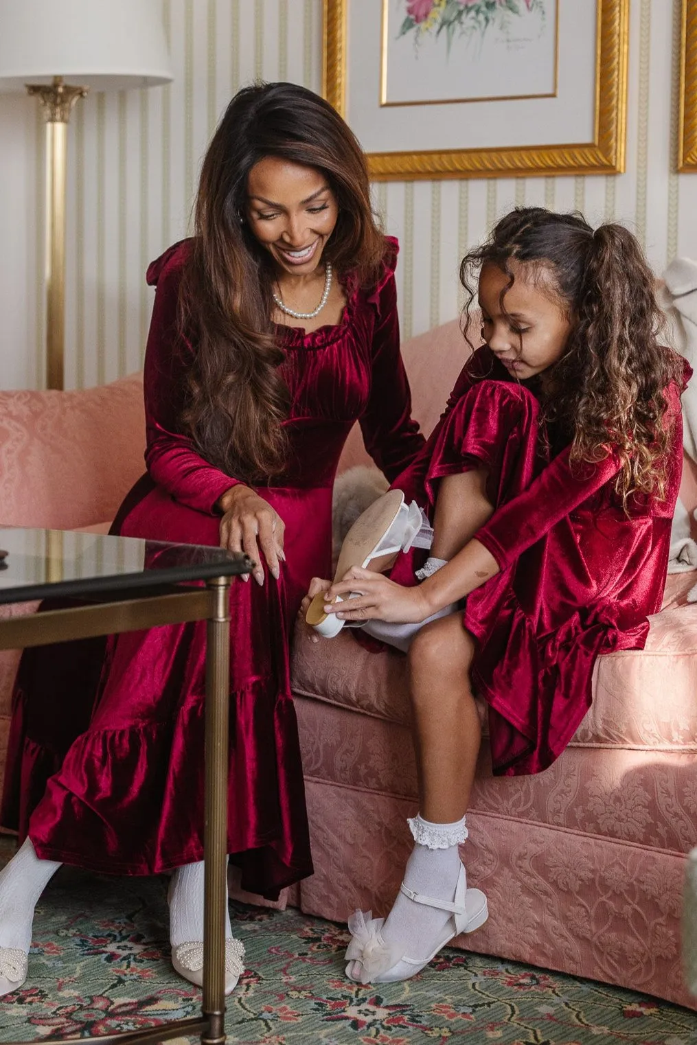 Cleopatra Flare Dress in Wine Velvet