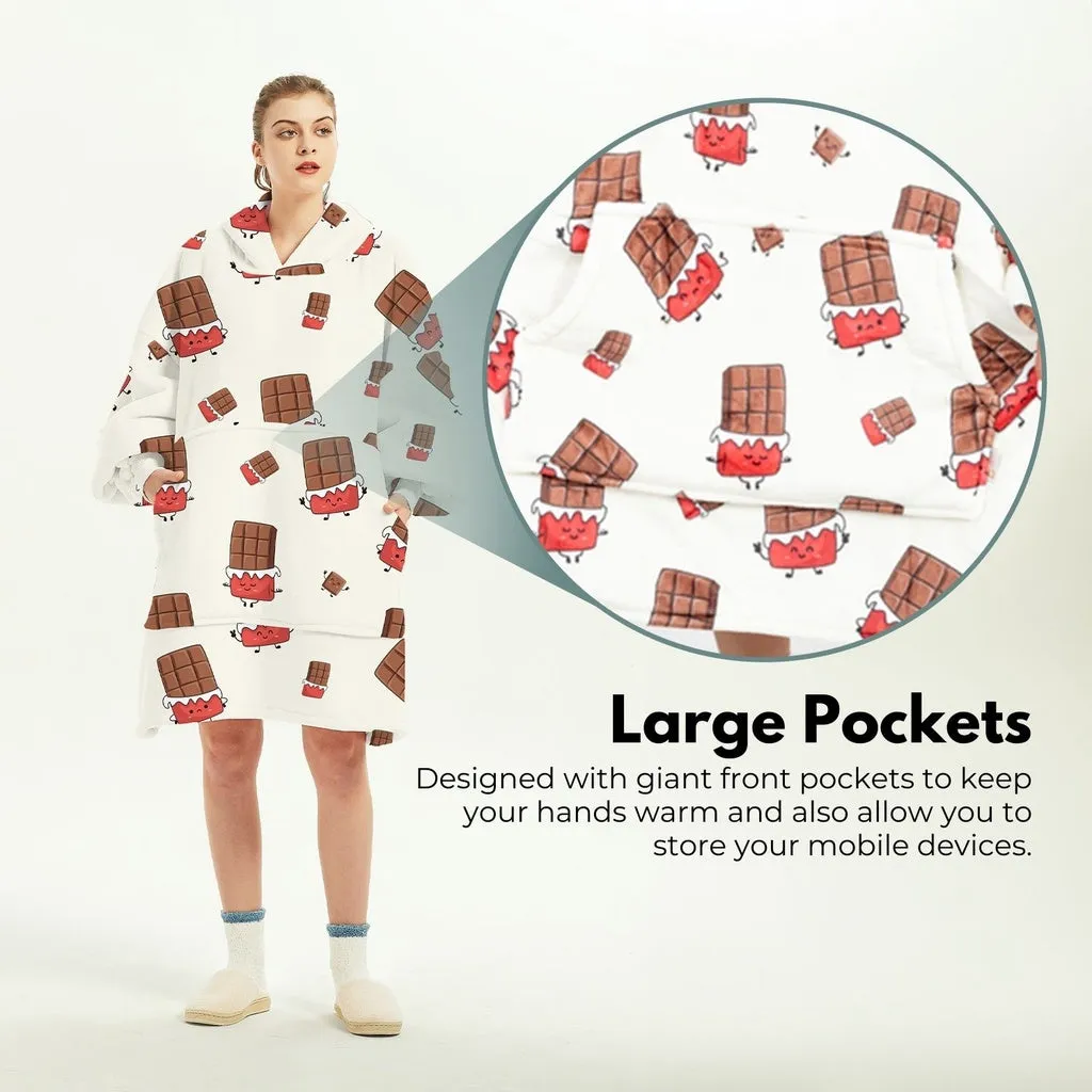 Comfy Double Layer Adult Hoodie Blanket with Pockets