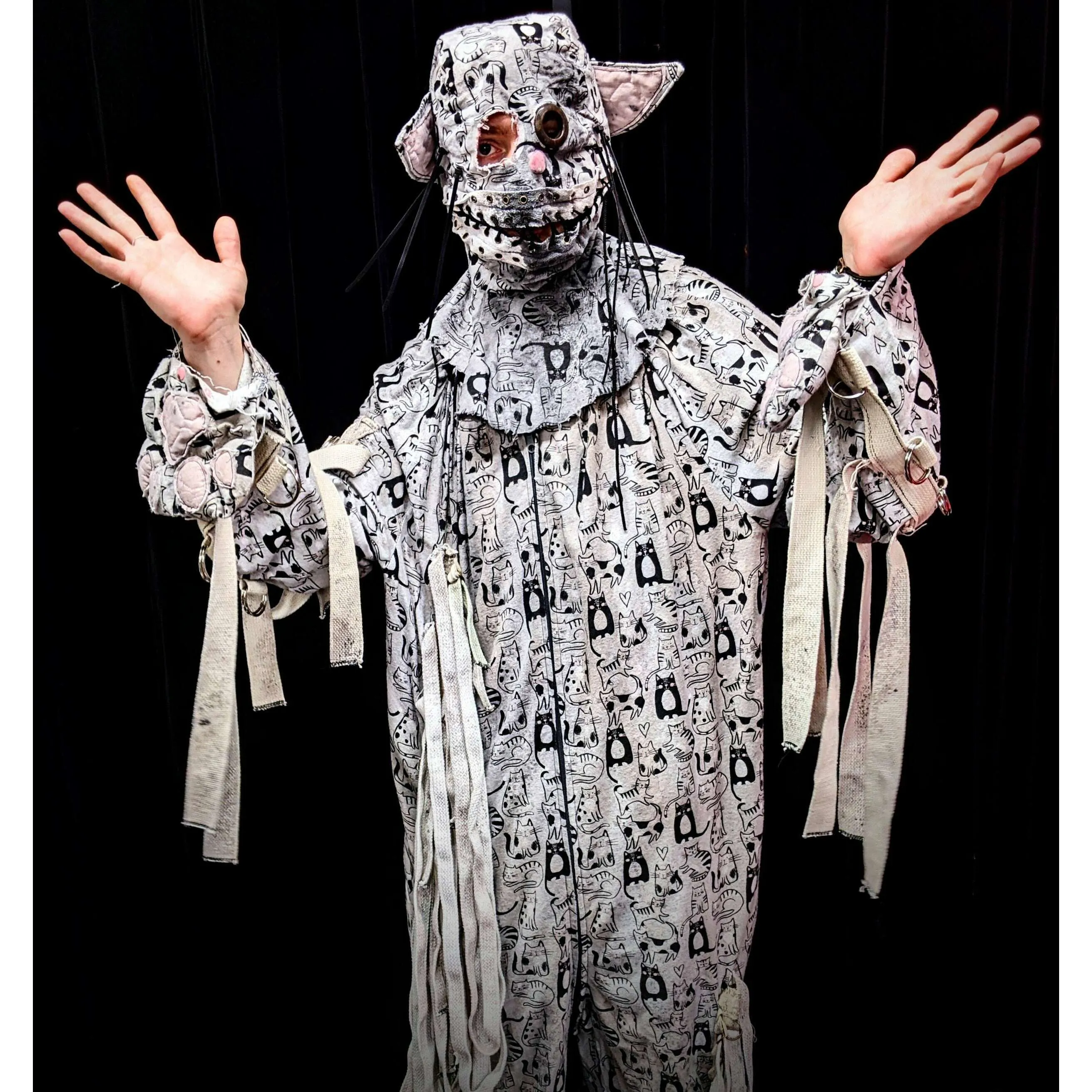 Crazy Cat Jumpsuit with Mask