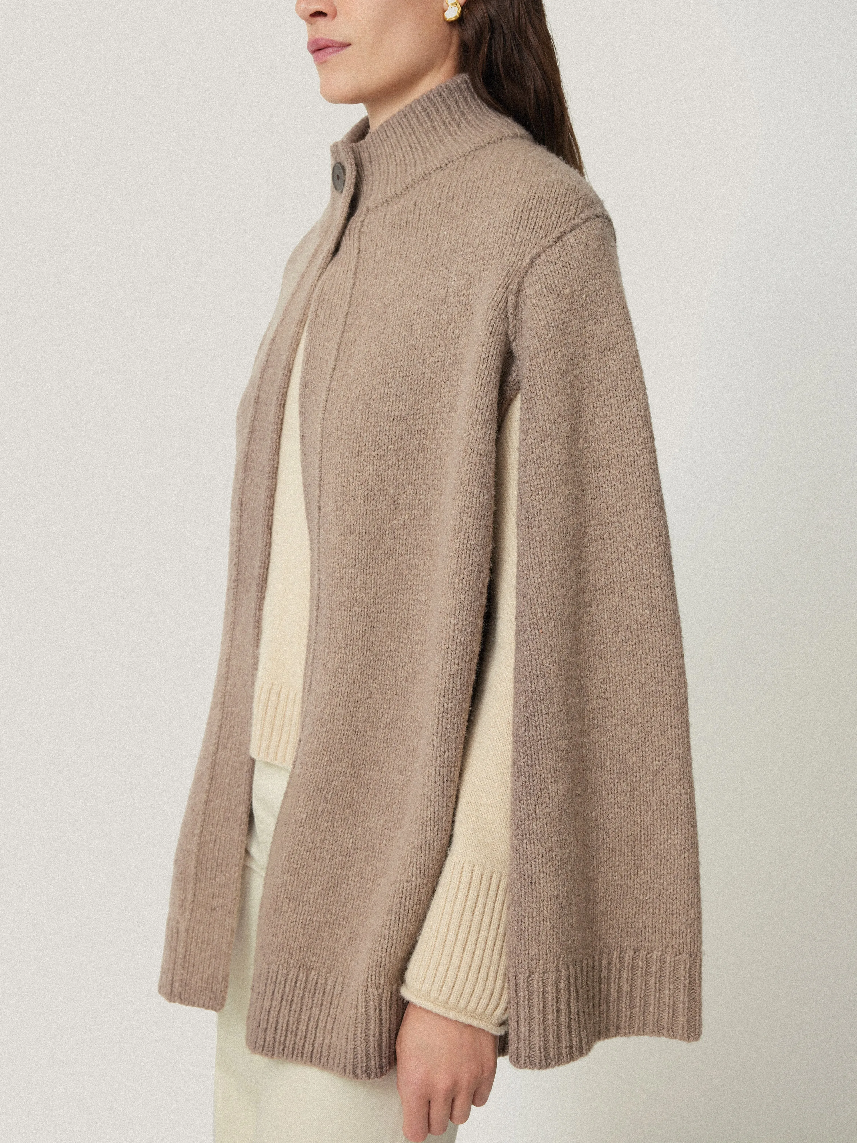 Deconstructed Knitted Cape | Taupe