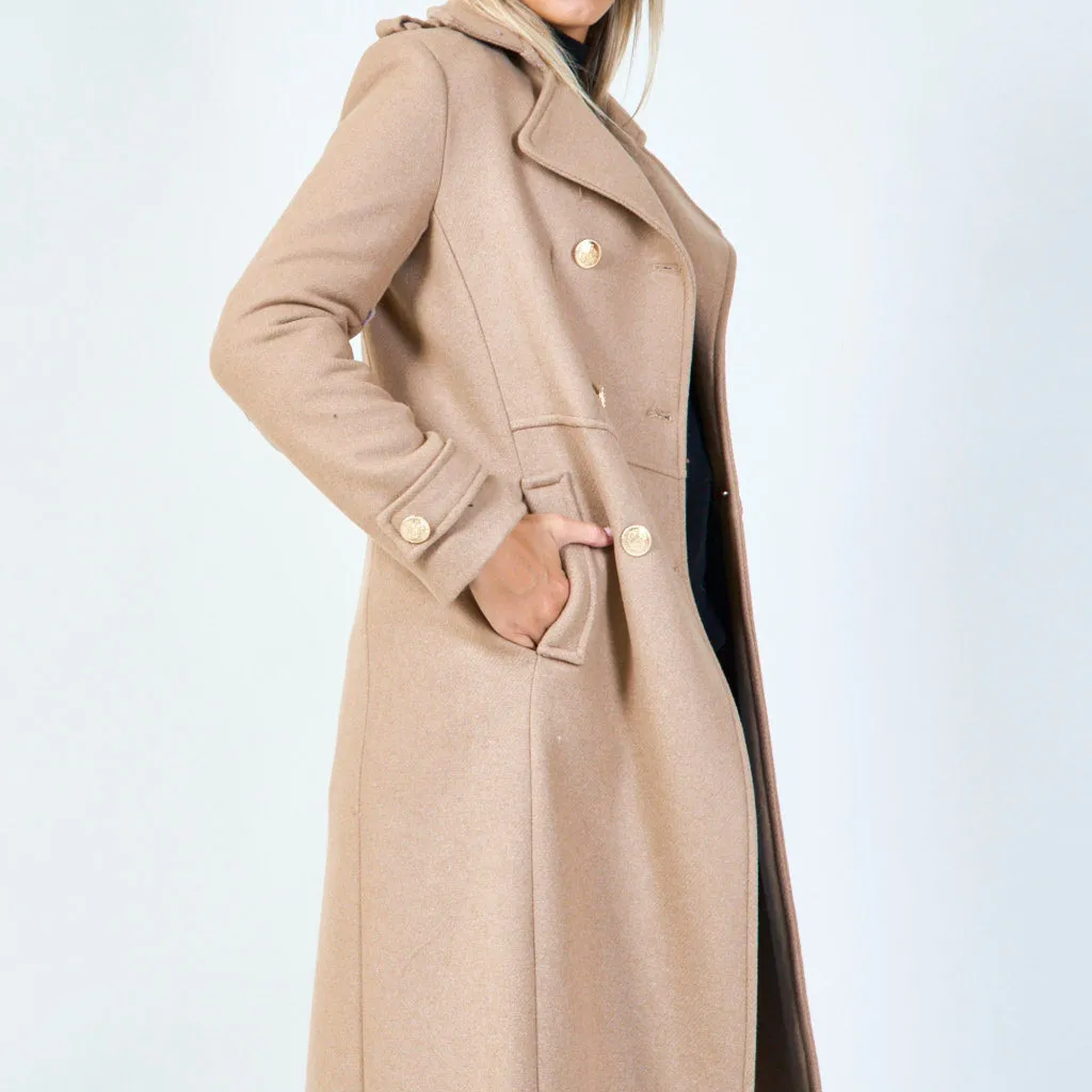 Elegant double-breasted long coat wholesale