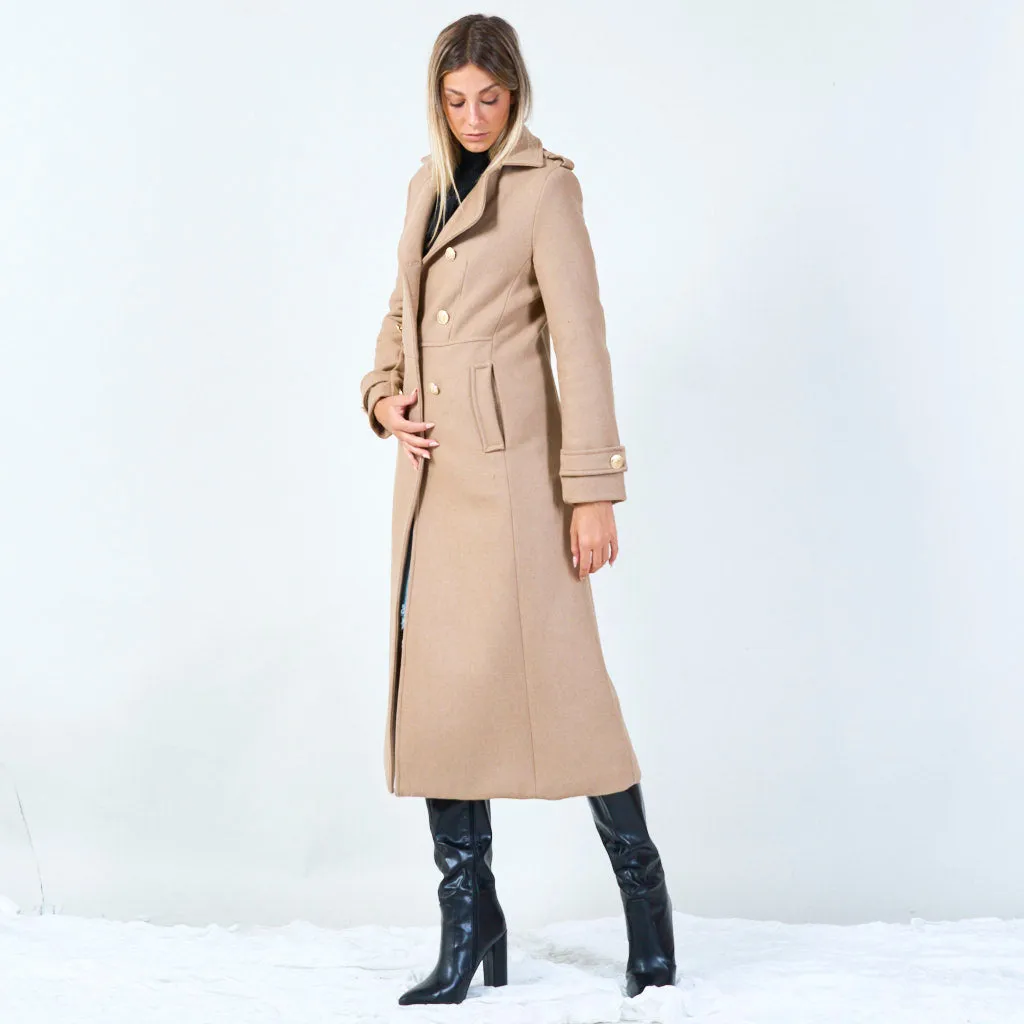 Elegant double-breasted long coat wholesale