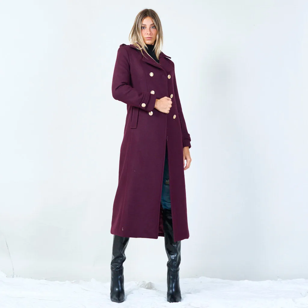 Elegant double-breasted long coat wholesale