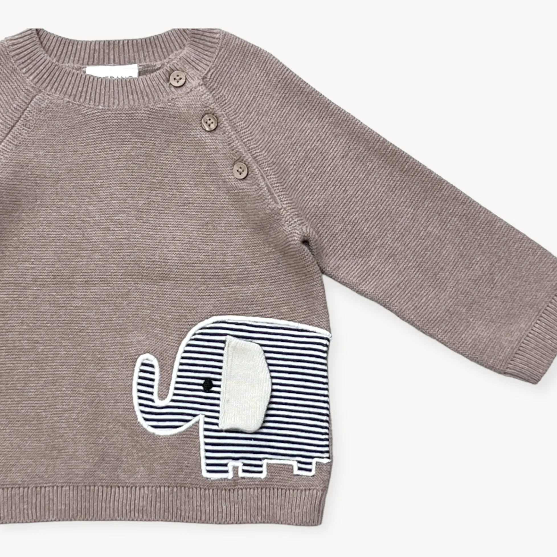 Elephant Appliqué Baby Pullover