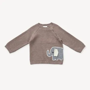 Elephant Appliqué Baby Pullover