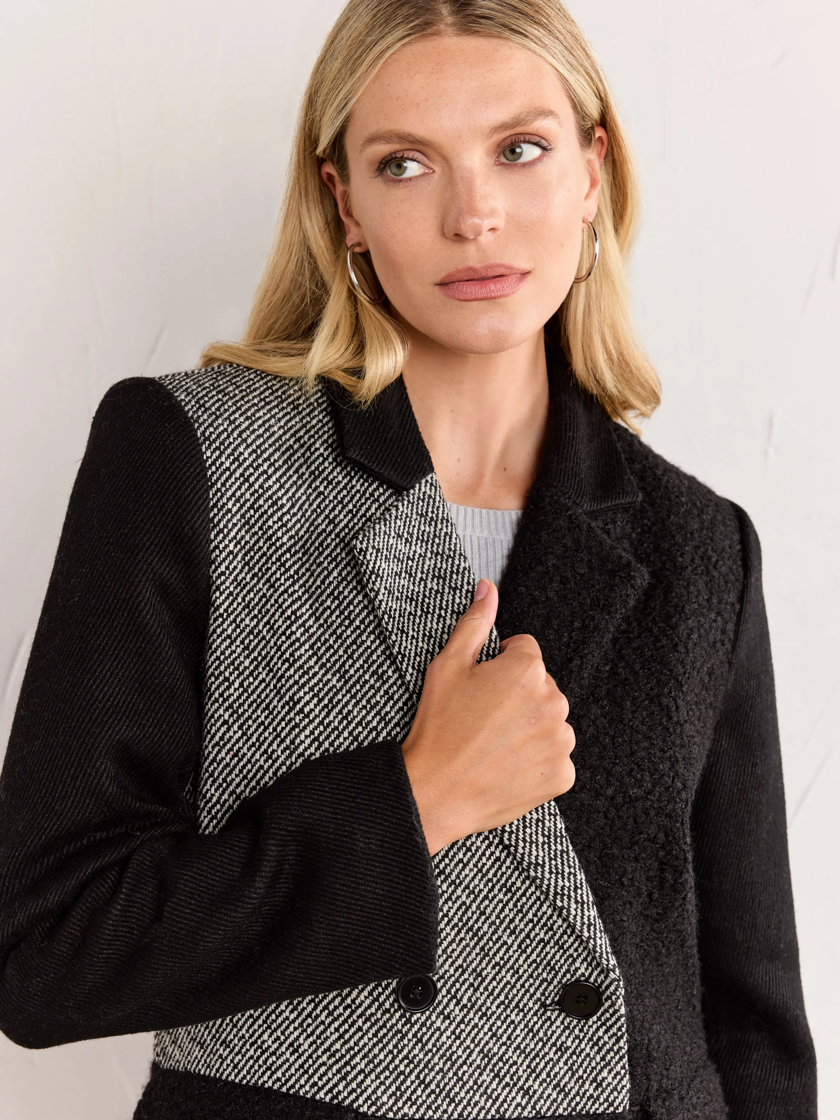 English Factory Double-Breasted Wool Blend Boucle Coat - Brands We Love