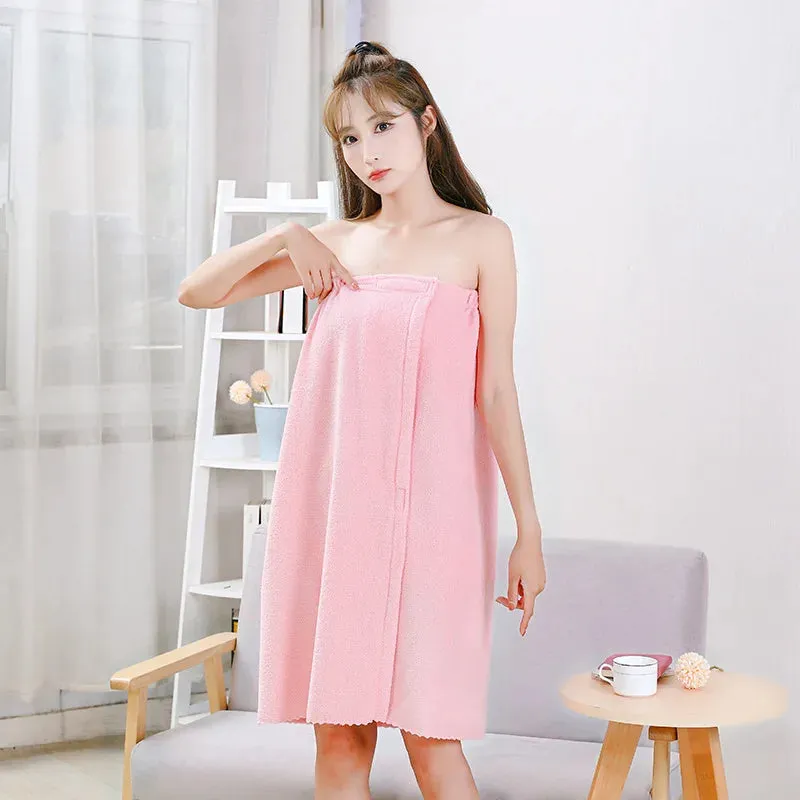 Fashion Coral Velvet Super Soft Water Absorbent Bathing Skirt With Quick Drying Elastic Band Wrapped Half Body Beach Towel