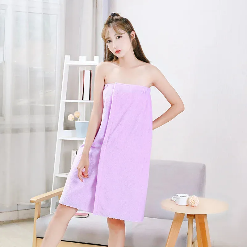 Fashion Coral Velvet Super Soft Water Absorbent Bathing Skirt With Quick Drying Elastic Band Wrapped Half Body Beach Towel