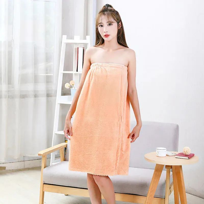 Fashion Coral Velvet Super Soft Water Absorbent Bathing Skirt With Quick Drying Elastic Band Wrapped Half Body Beach Towel