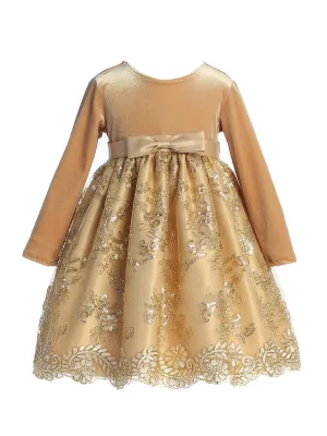 Girls Multi Color Velvet Sequin Corded Embroidery Tulle Christmas Dress 2T-7