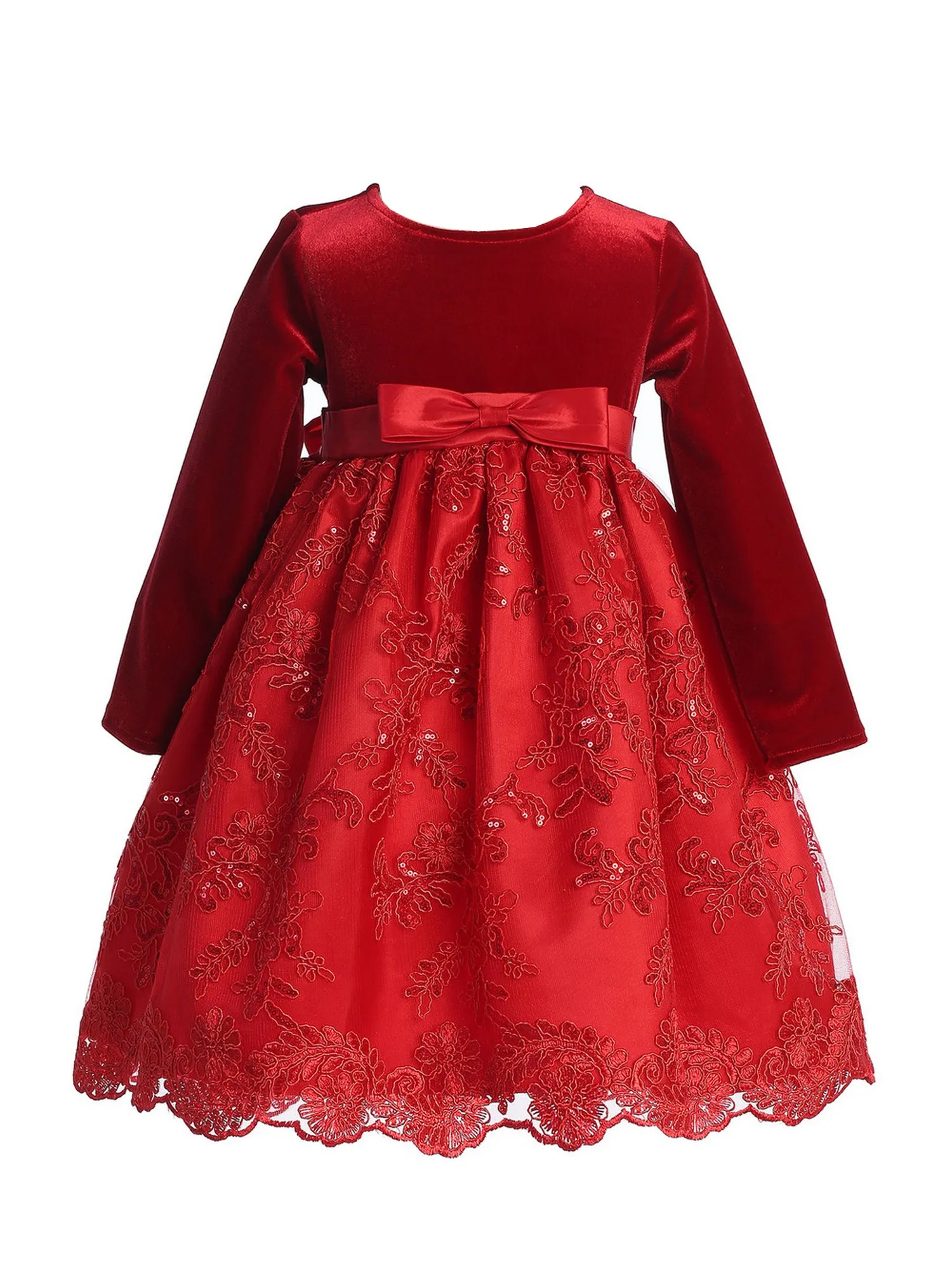 Girls Multi Color Velvet Sequin Corded Embroidery Tulle Christmas Dress 2T-7