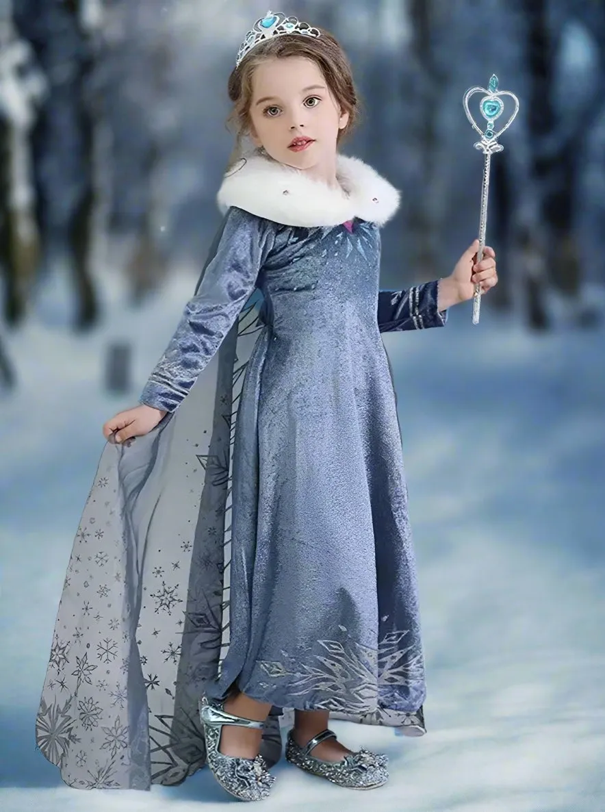 Girls Snow Queen Inspired Costume Dress Set