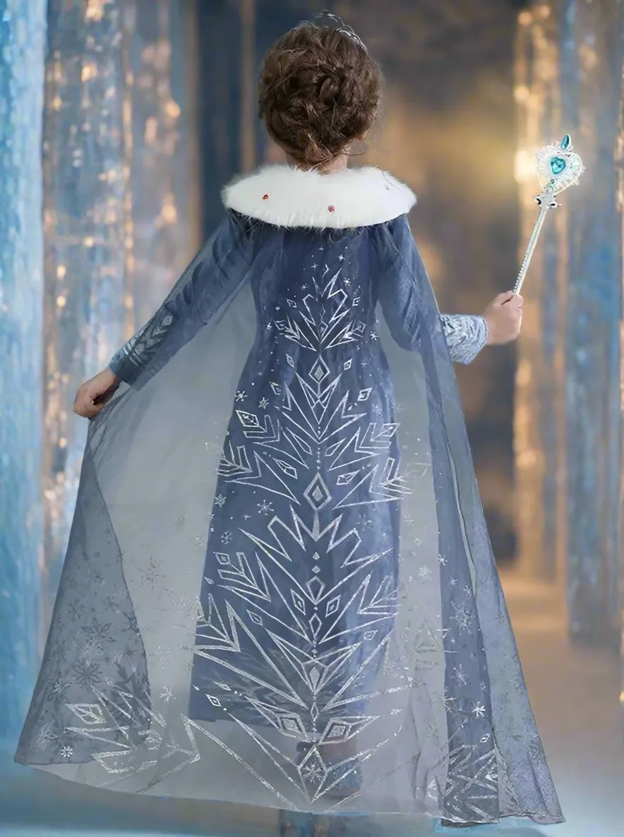 Girls Snow Queen Inspired Costume Dress Set