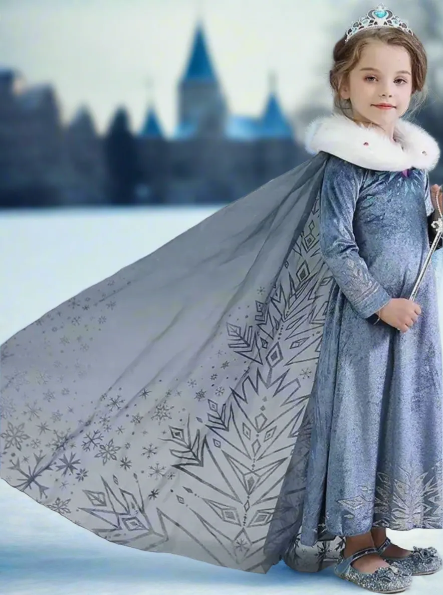 Girls Snow Queen Inspired Costume Dress Set