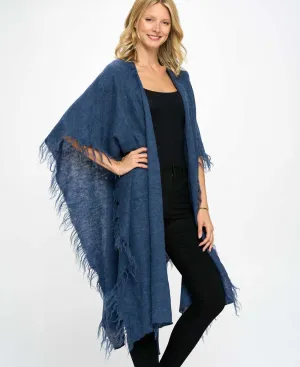 Hand Knit Fair Trade Alpaca Wool Wrap, Blue