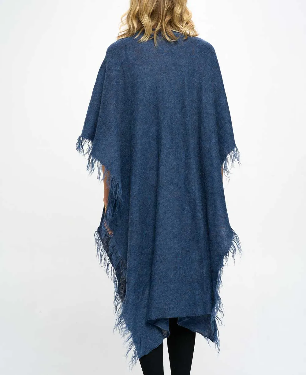 Hand Knit Fair Trade Alpaca Wool Wrap, Blue