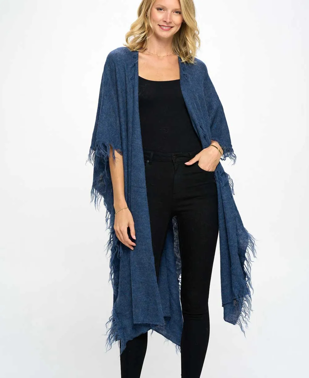 Hand Knit Fair Trade Alpaca Wool Wrap, Blue