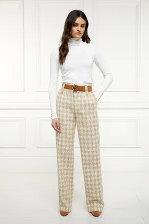 High Waisted Straight Trouser (Camel Houndstooth)