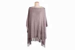 Hollow Knitted Button PonThrow (Poncho   Throw)