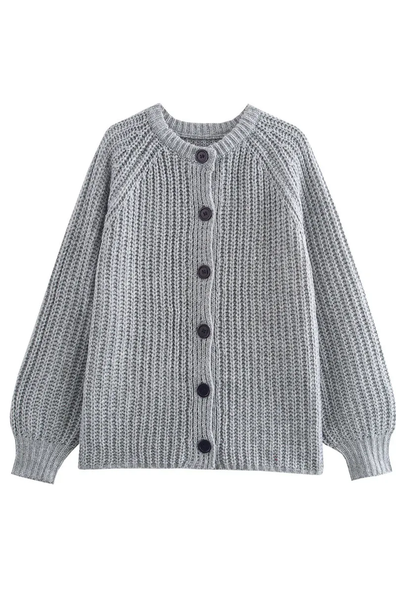 HWS1370 Cozy Knit Button-Up Cardigan