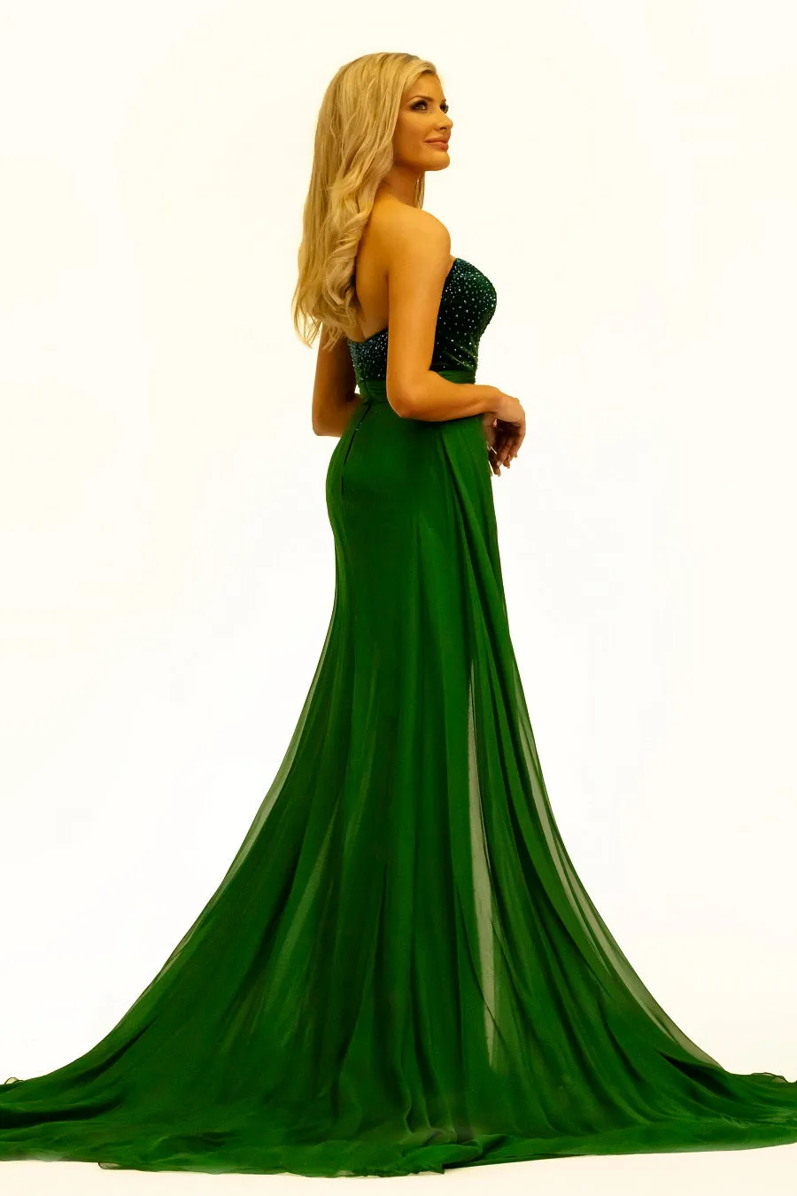 Johnathan Kayne 2306 Long Prom Evening Pageant Dress Strapless Embellished Velvet Overskirt Formal