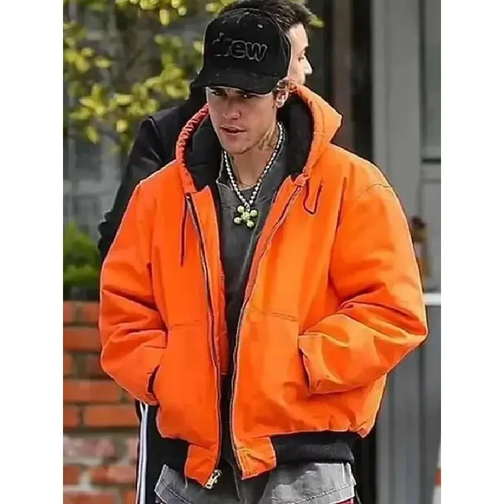 Justin Bieber Orange Hooded Jacket