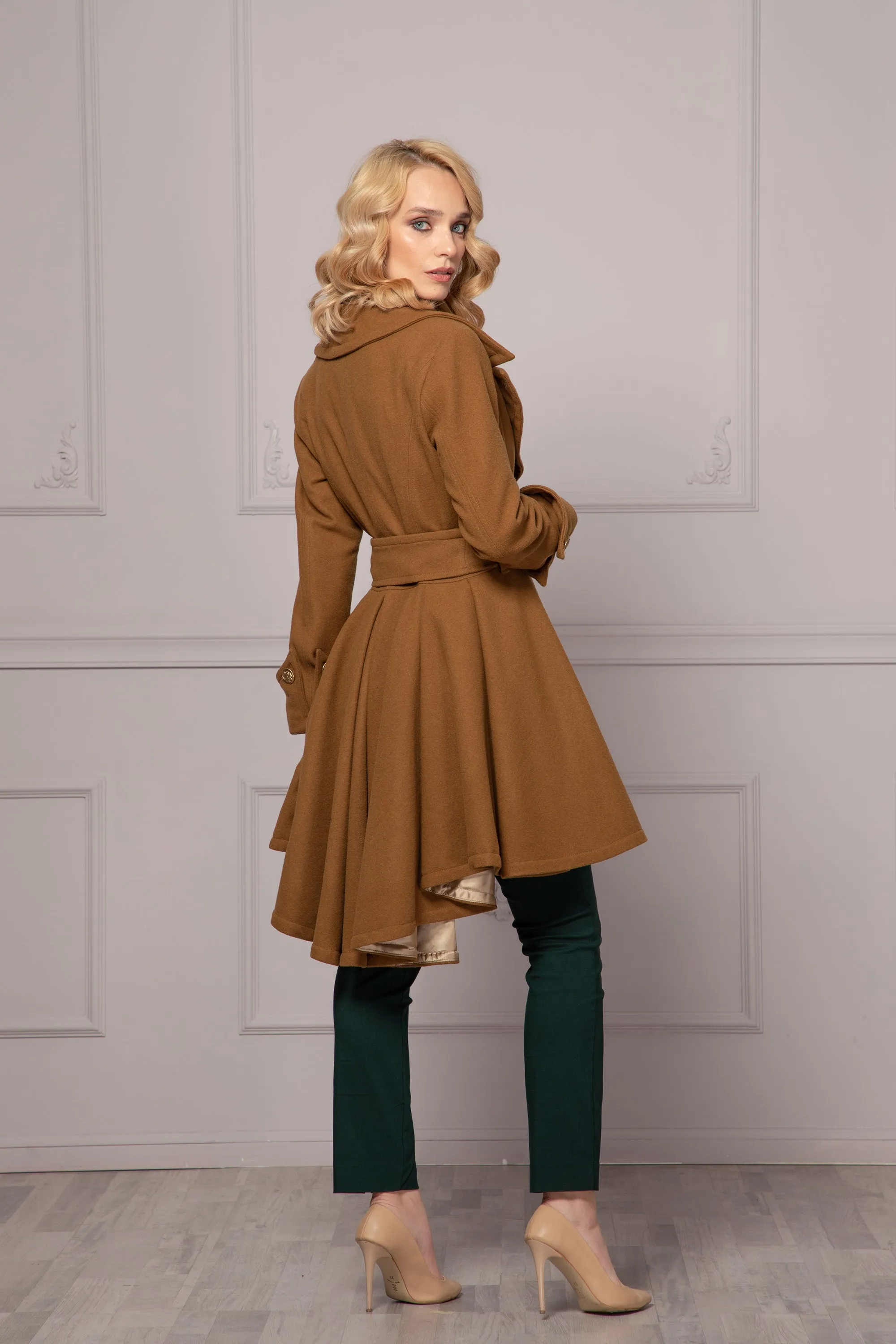 KHAKI SKIRT COAT