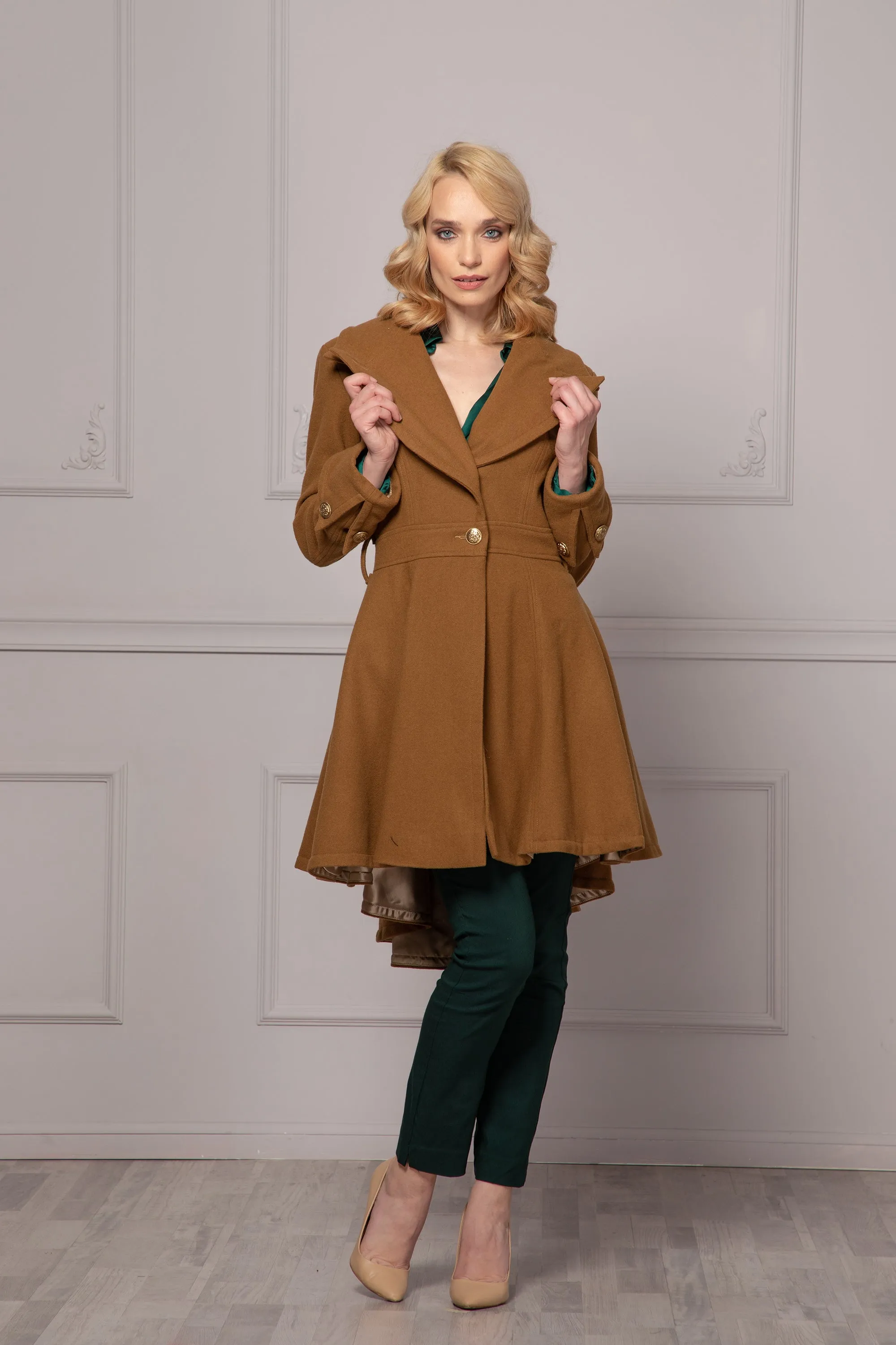 KHAKI SKIRT COAT