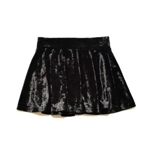 Little Lords Black Crushed Velvet Skirt