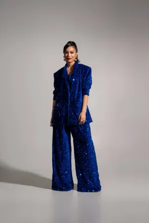 LIZA Sequin Blazer in SAPPHIRE