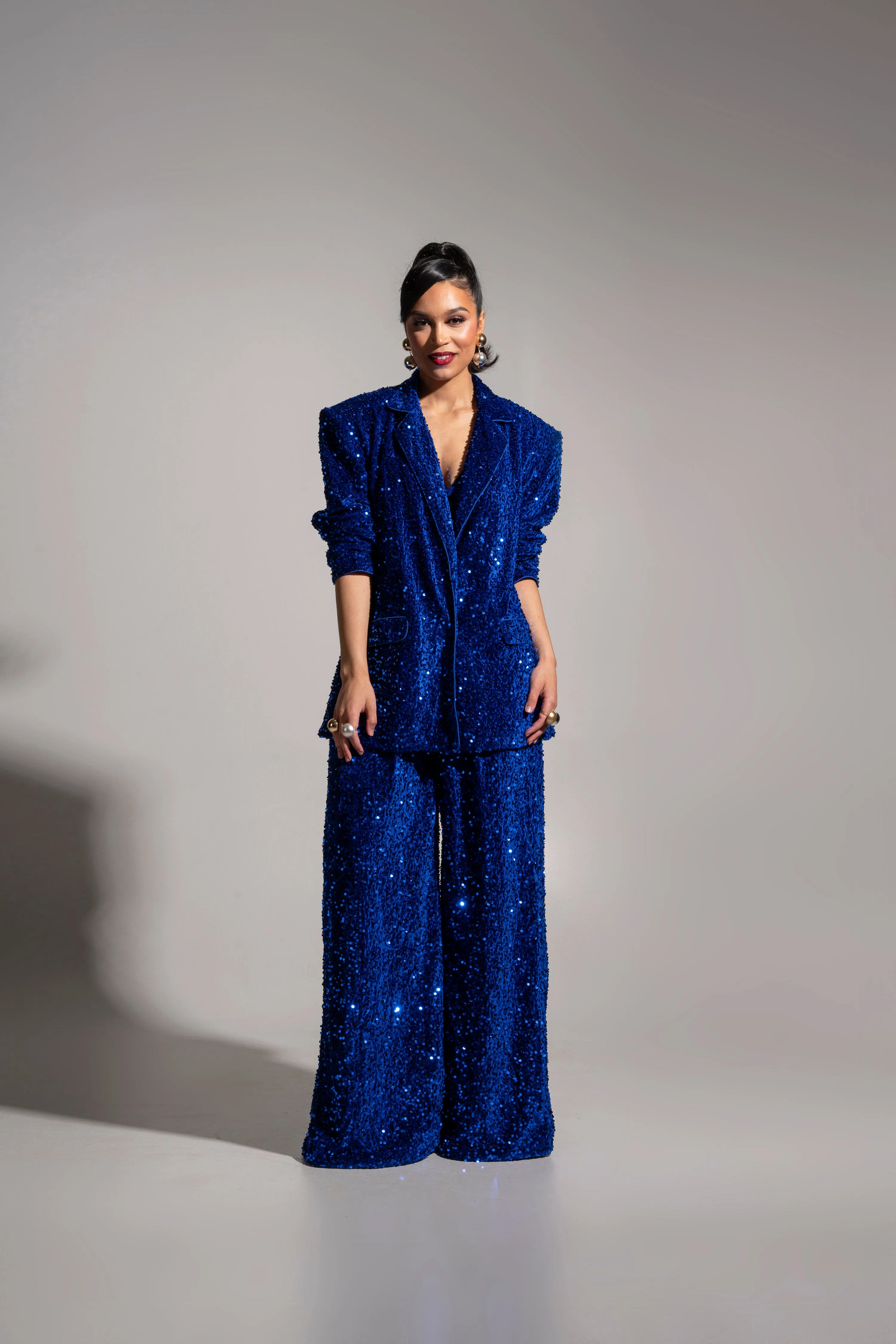 LIZA Sequin Blazer in SAPPHIRE