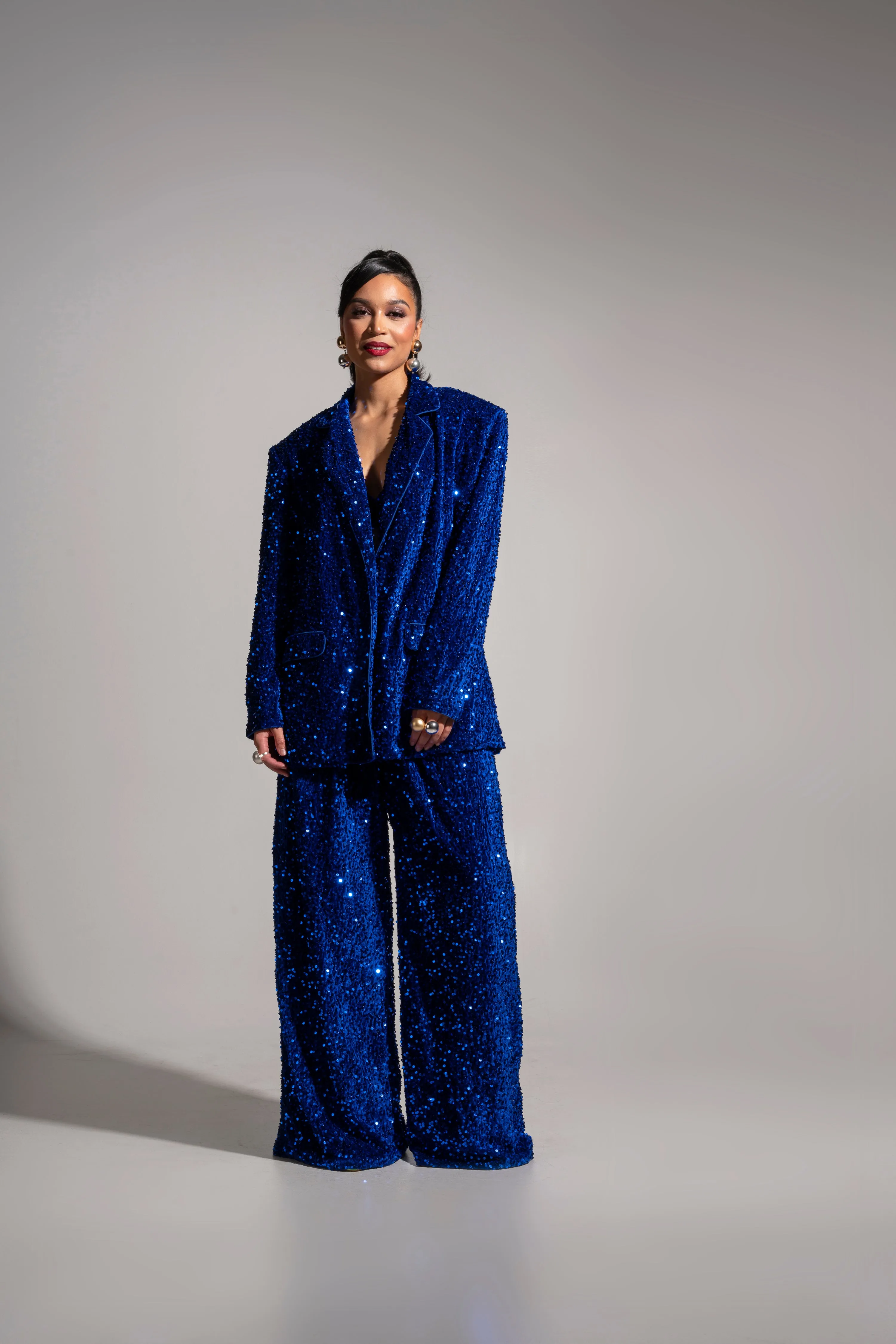 LIZA Sequin Blazer in SAPPHIRE