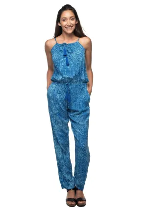 Long Printed Resort Plumeria Jumpsuit