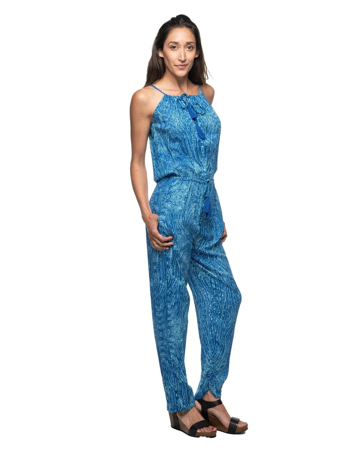 Long Printed Resort Plumeria Jumpsuit