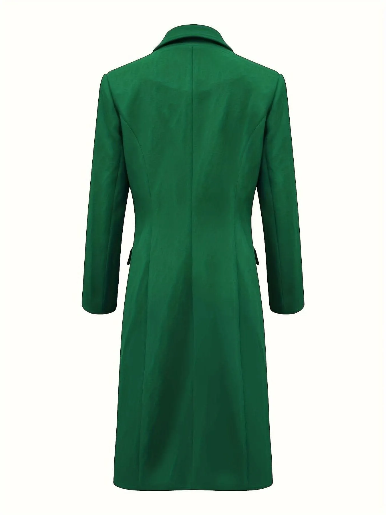 Long Sleeve Elegant Double-Breasted Notched Collar Coat - Timeless & Sophisticated Solid Design