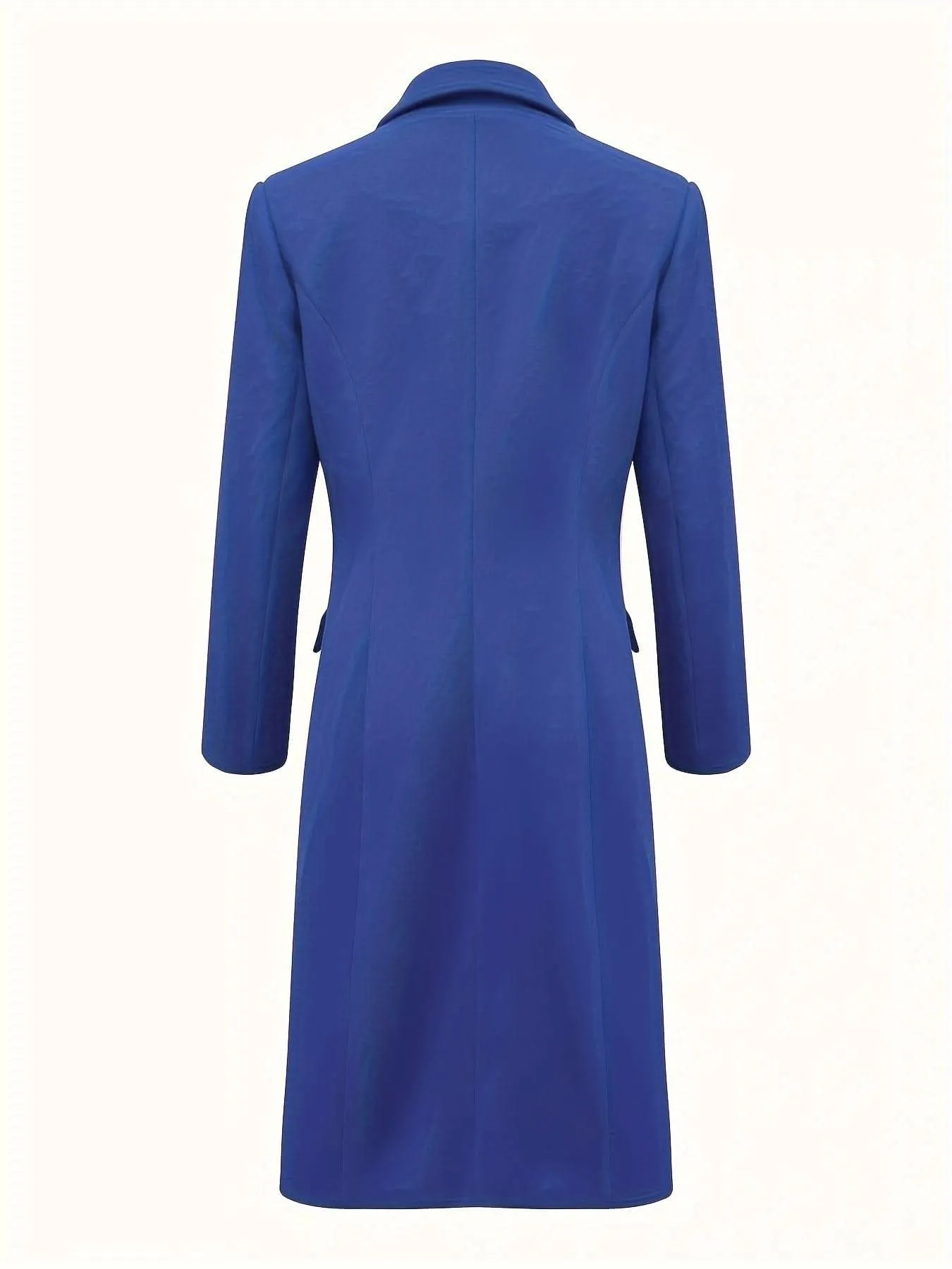 Long Sleeve Elegant Double-Breasted Notched Collar Coat - Timeless & Sophisticated Solid Design