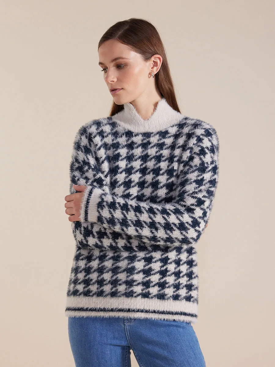 Long Sleeve Houndstooth Sweater