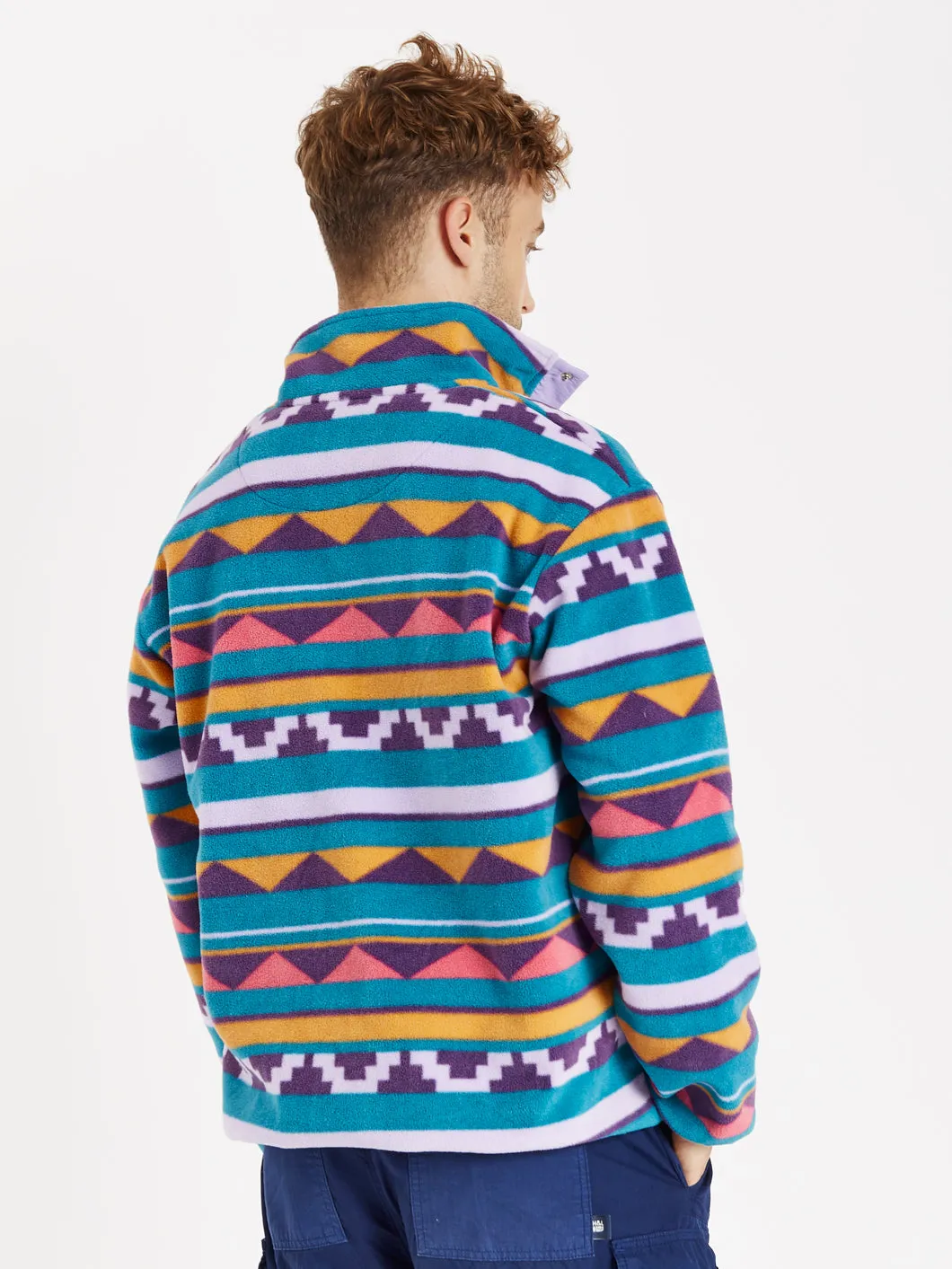 Lupin Retro Pattern Popper Neck Fleece