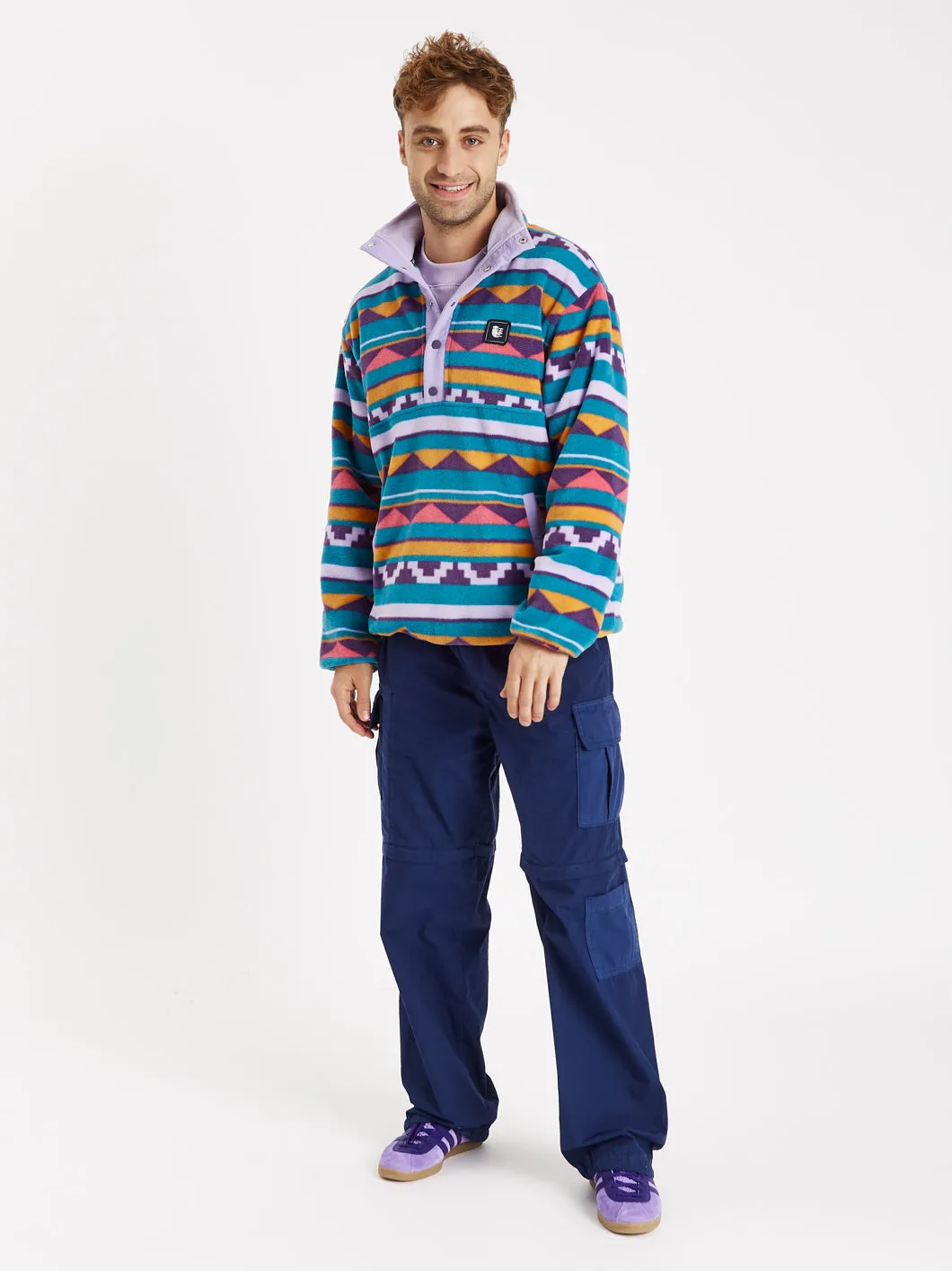 Lupin Retro Pattern Popper Neck Fleece